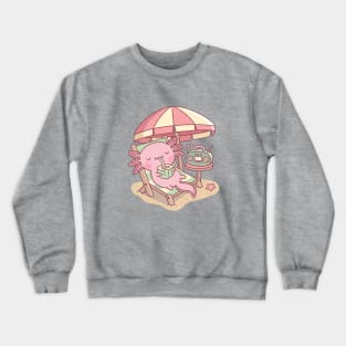 Cute Axolotl Chilling At The Beach Crewneck Sweatshirt